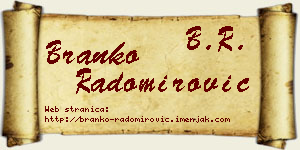 Branko Radomirović vizit kartica